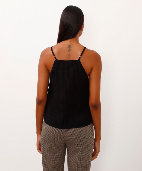 regata de viscose halterneck texturizada preta