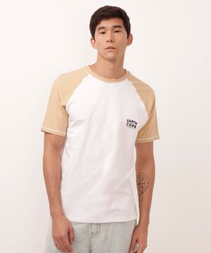 camiseta de algodão earth core raglan off white