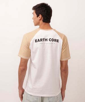 camiseta de algodão earth core raglan off white