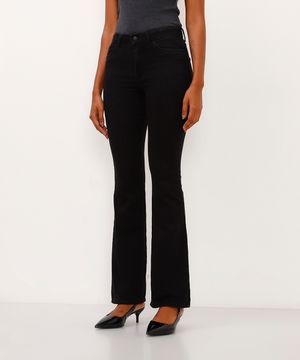 calça jeans flare cintura alta preta