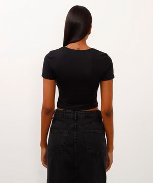 cropped de poliamida preto