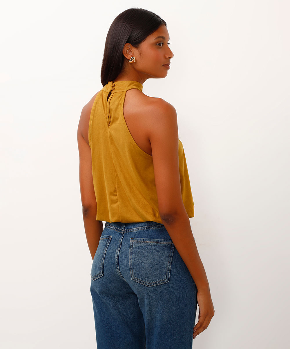 regata de suede halterneck marrom