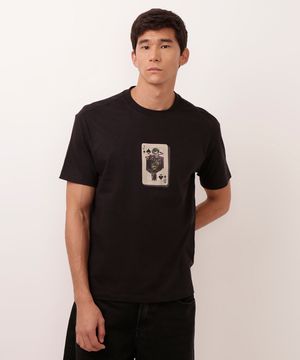 camiseta de algodão coringa preta