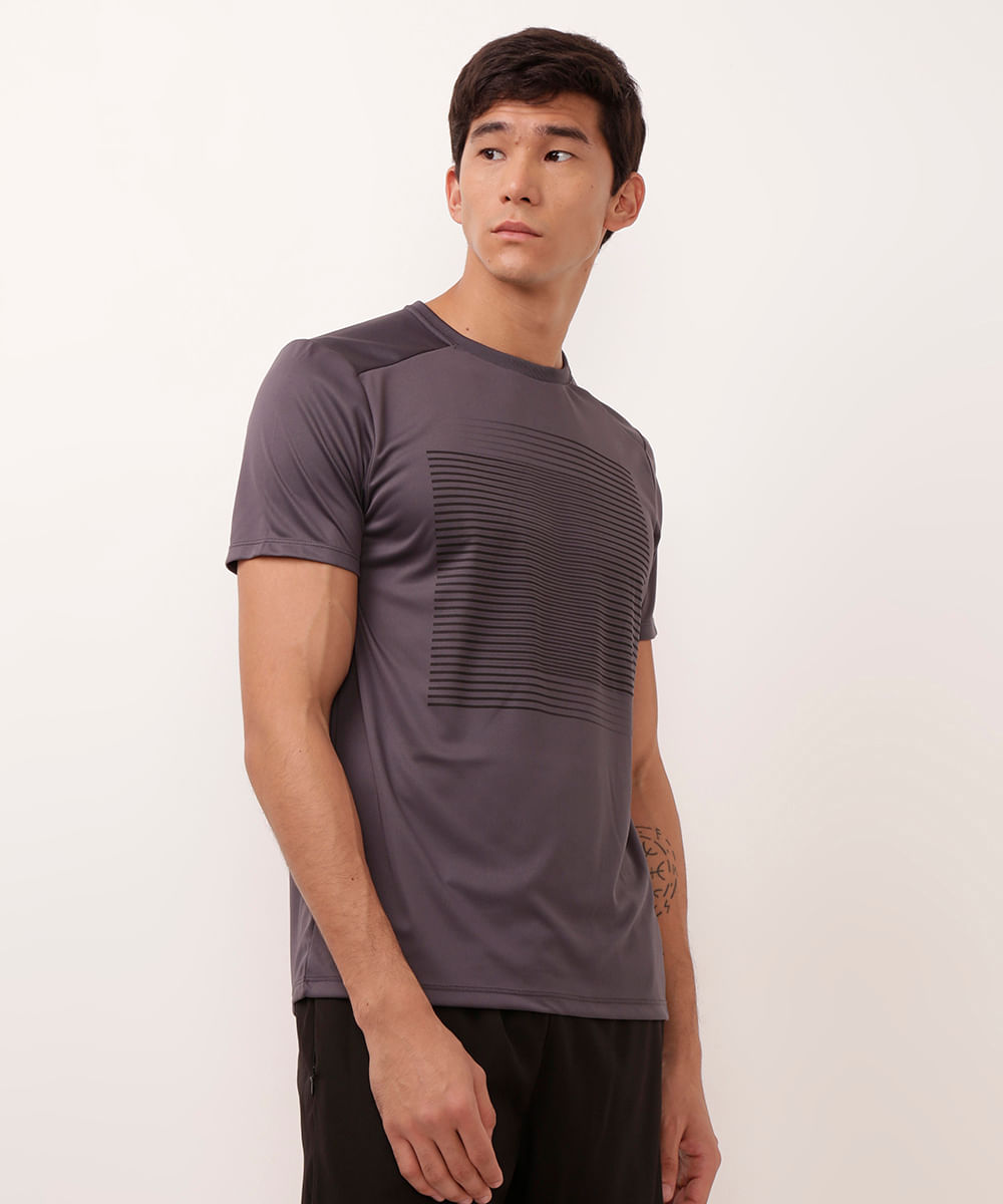 camiseta listras esportiva ace cinza