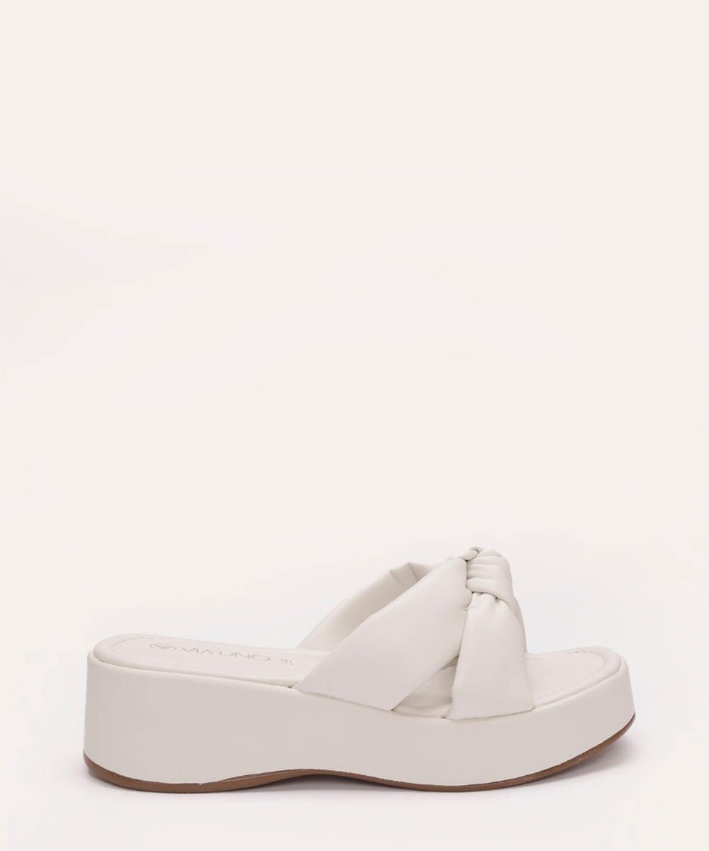 tamanco plataforma com nó via uno off white
