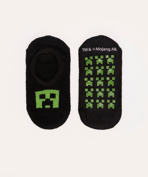 meia sapatilha infantil minecraft com antiderrapante verde