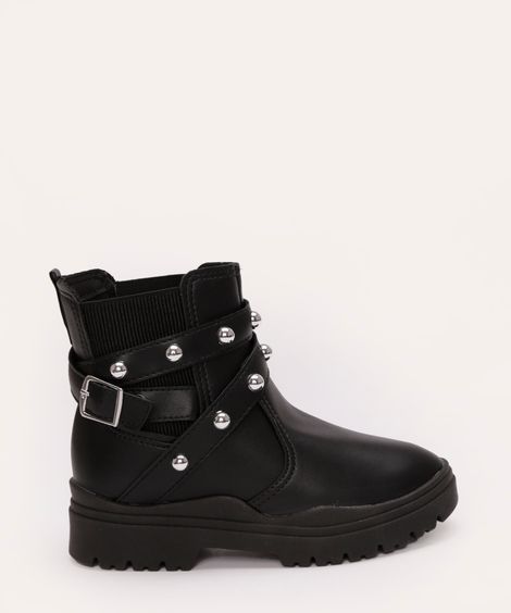 bota infantil tratorada com tachas molekinha preta