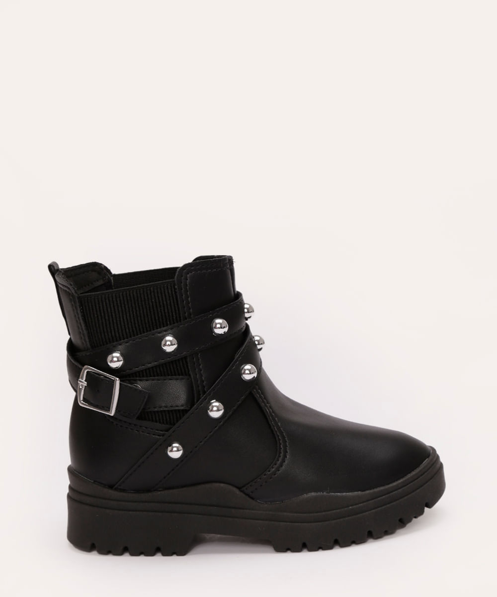 bota infantil tratorada com tachas molekinha preta