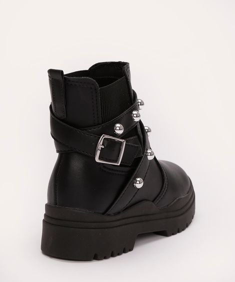 bota infantil tratorada com tachas molekinha preta