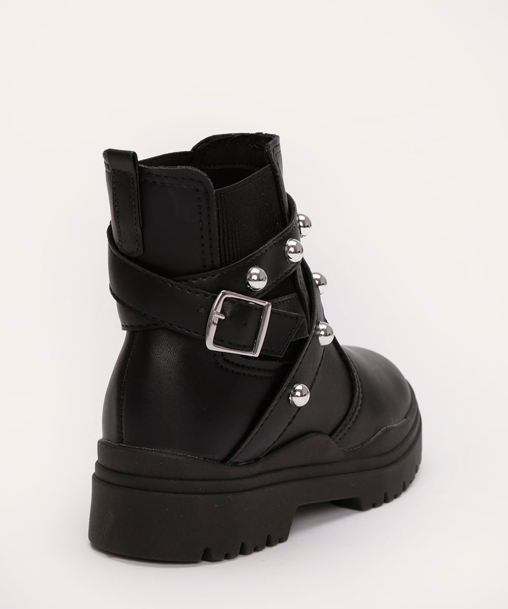 bota infantil tratorada com tachas molekinha preta