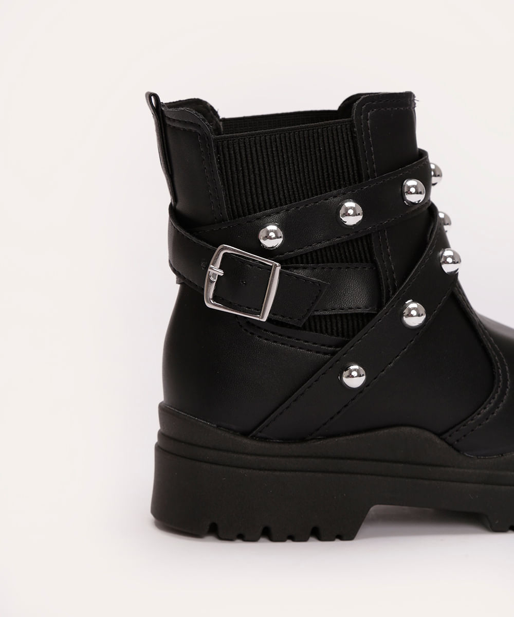 bota infantil tratorada com tachas molekinha preta