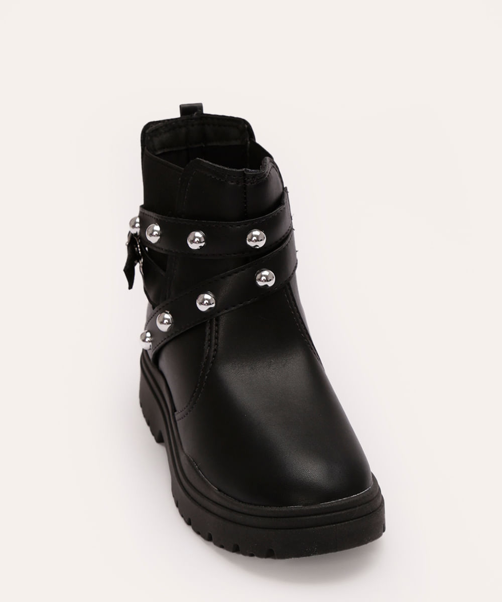 bota infantil tratorada com tachas molekinha preta