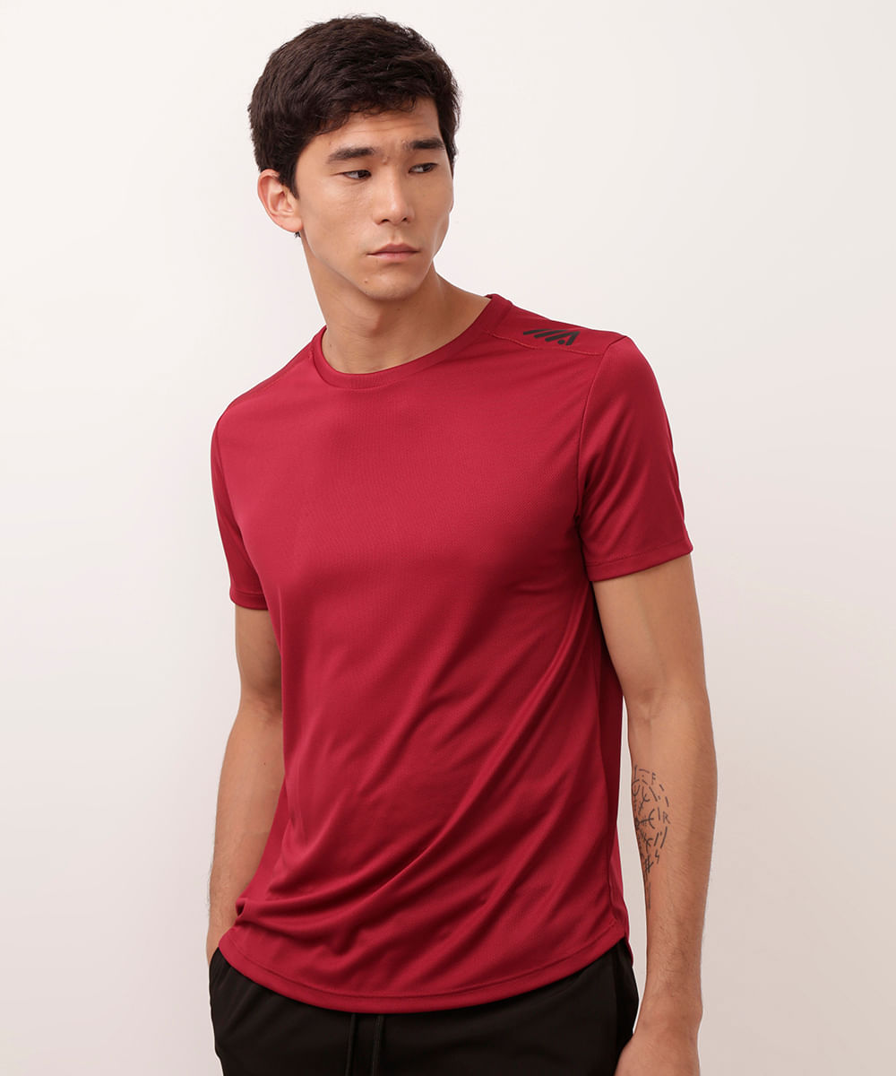 camiseta manga curta esportivo vinho