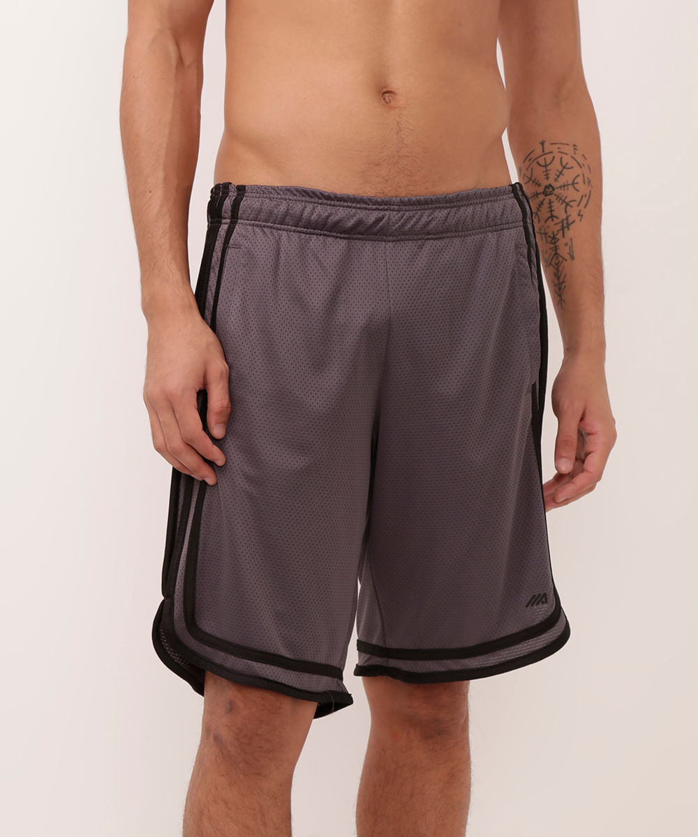 bermuda basquete com vivos esportivos ace cinza