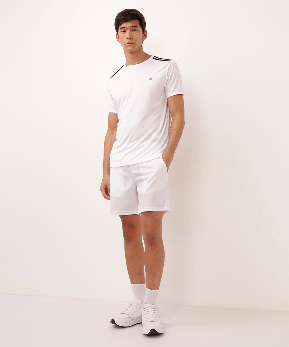 camiseta masculina esportiva ace com listras branca