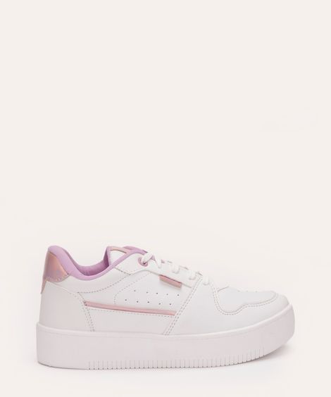 tênis casual infantil com recortes branco