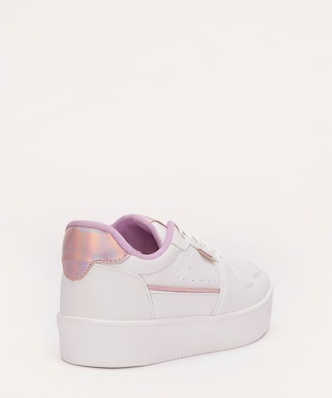 tênis casual infantil com recortes branco