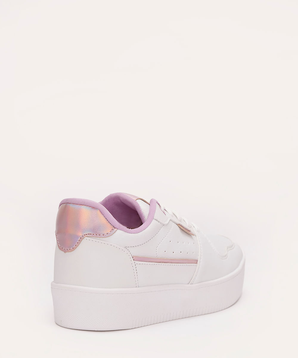 tênis casual infantil com recortes branco
