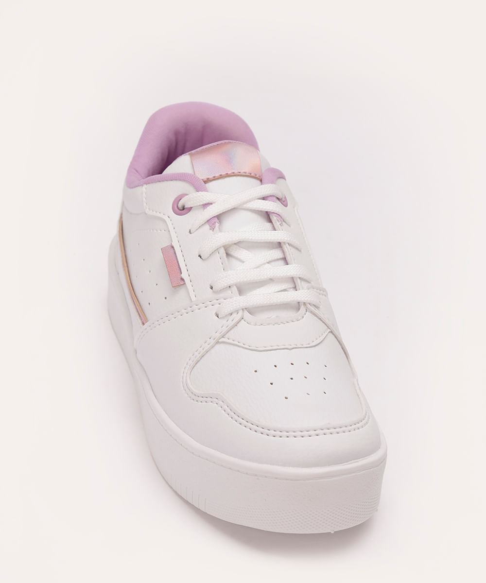 tênis casual infantil com recortes branco