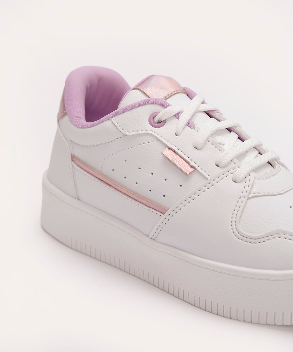 tênis casual infantil com recortes branco