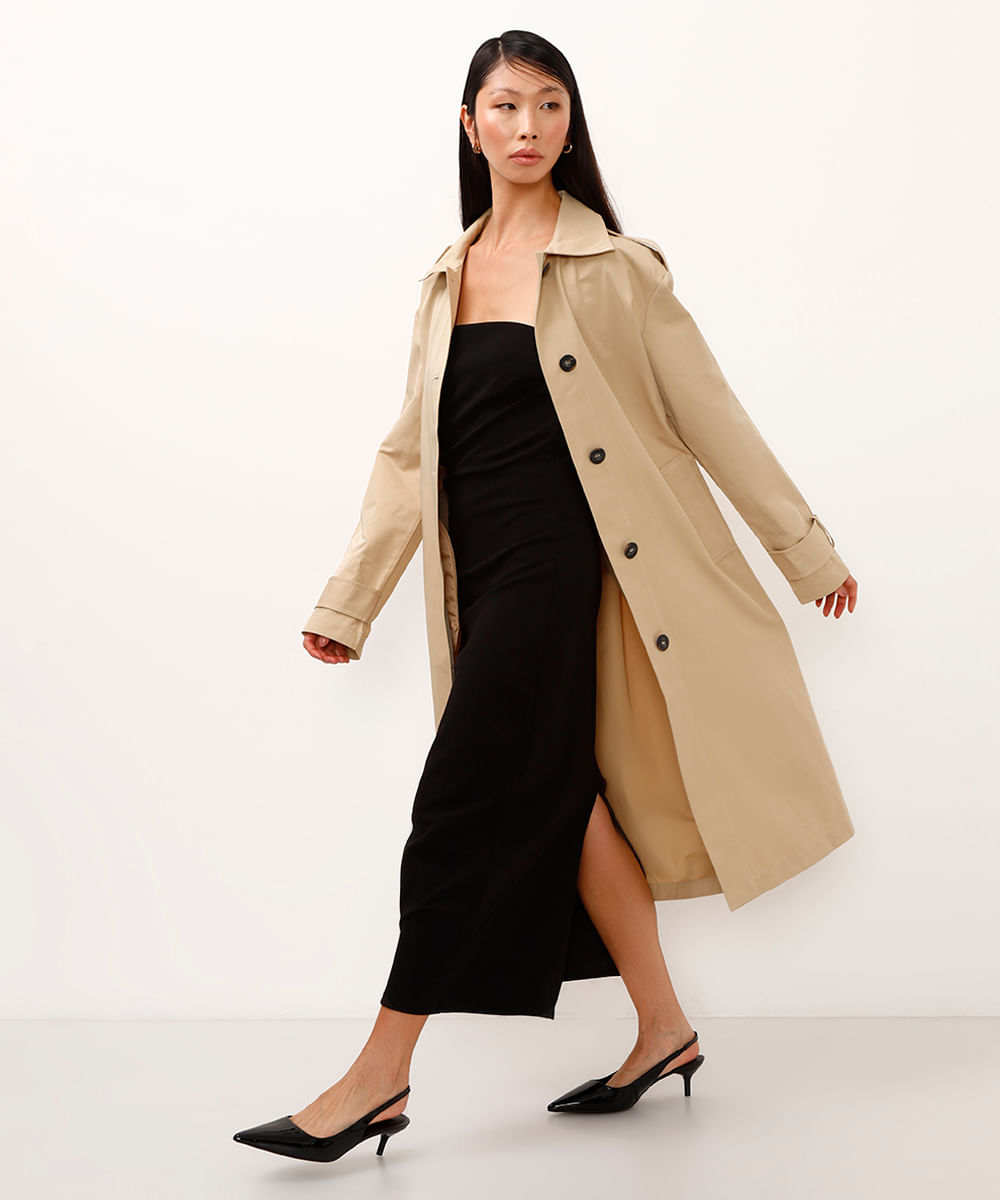 casaco trench coat oversized bege