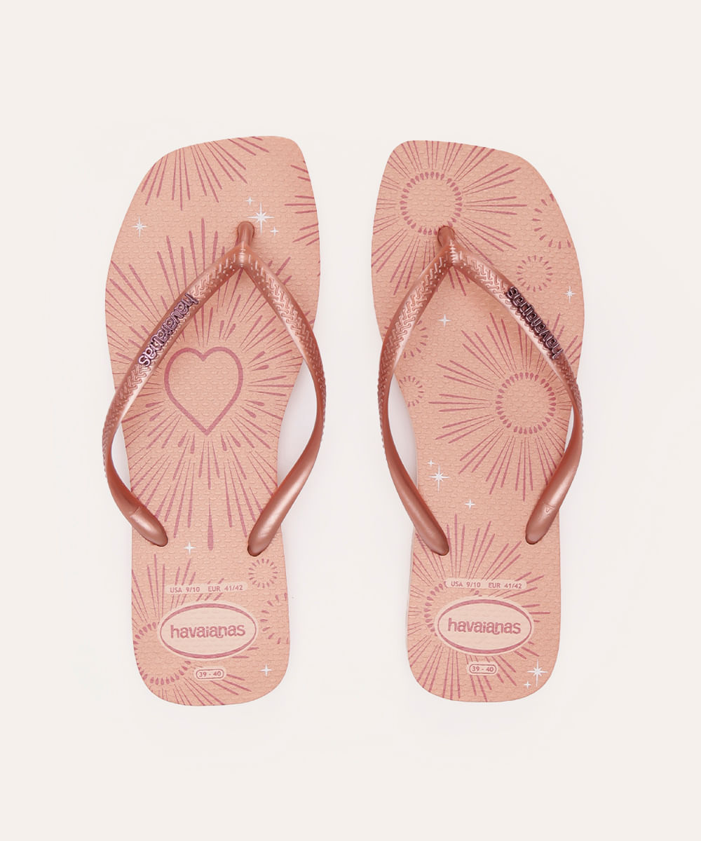 chinelo havaianas slim square metallic party rosa