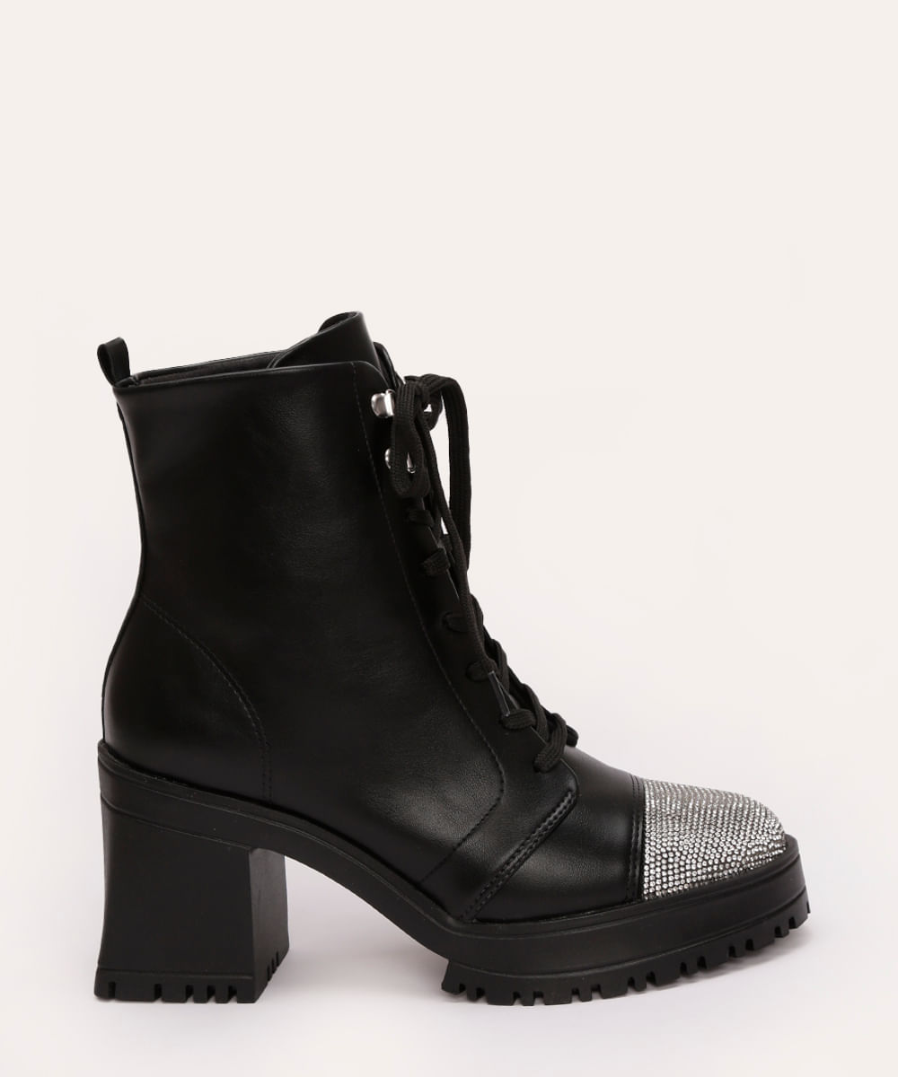bota coturno com strass vizzano preto