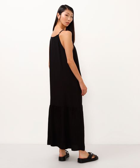 vestido de viscose midi halterneck preto