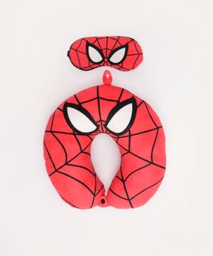 kit de apoio de pescoço homem aranha com máscara de dormir vermelho