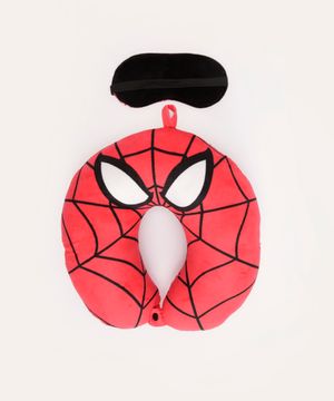 kit de apoio de pescoço homem aranha com máscara de dormir vermelho