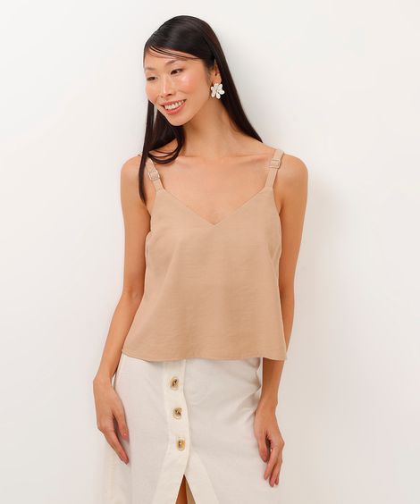 regata de viscose cropped bege