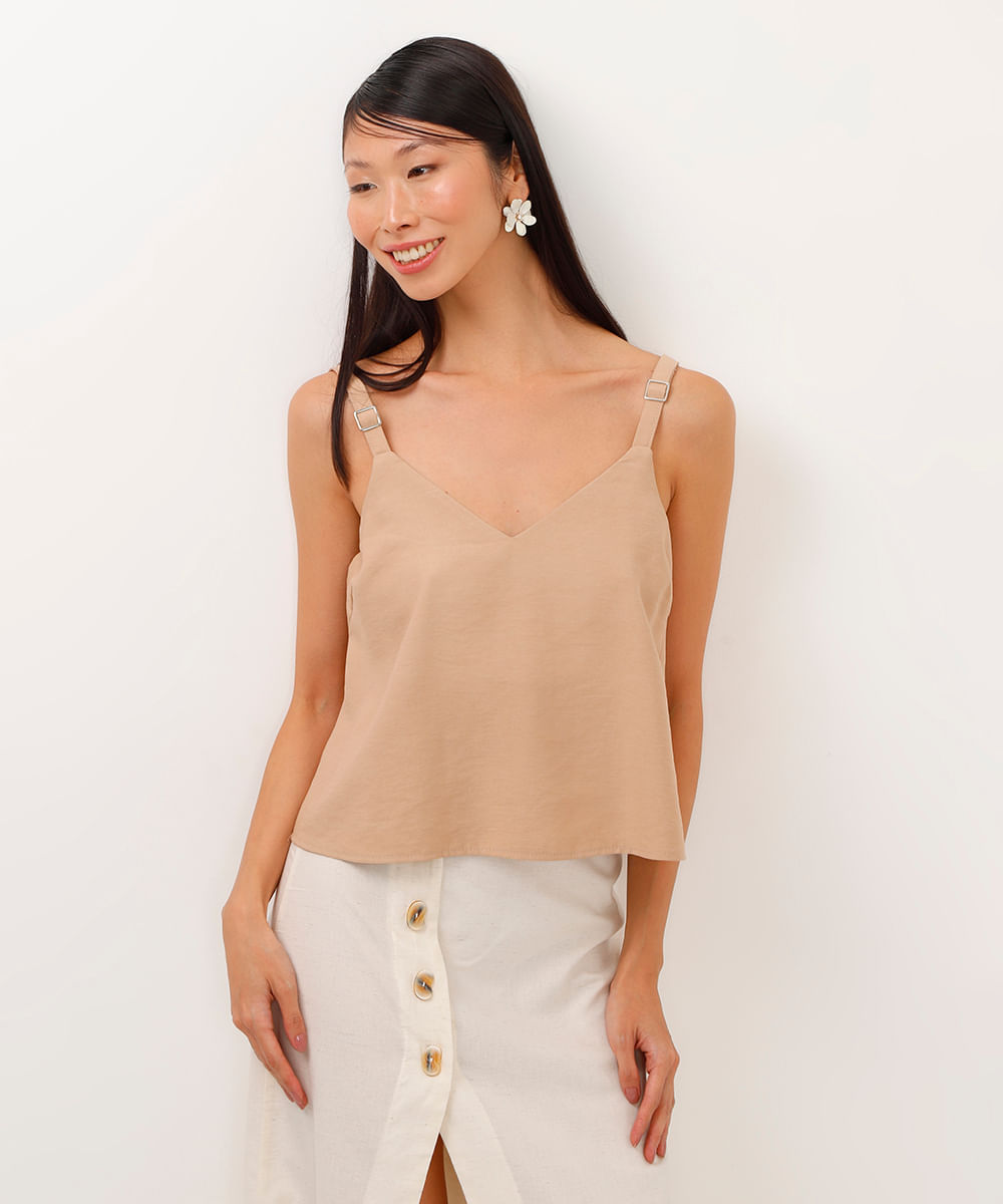 regata de viscose cropped bege