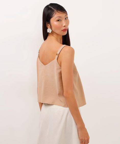 regata de viscose cropped bege