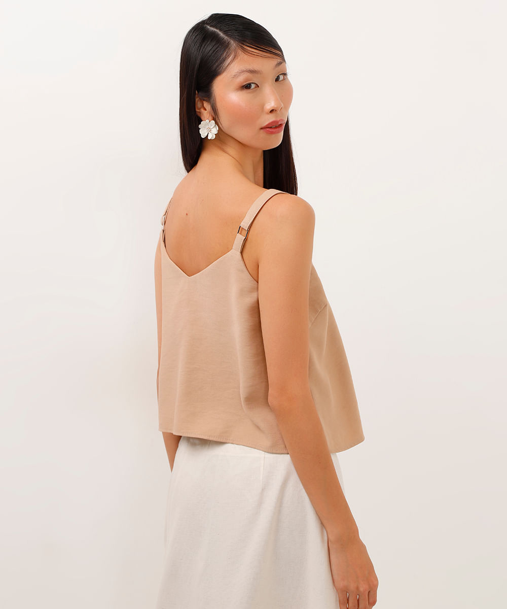 regata de viscose cropped bege