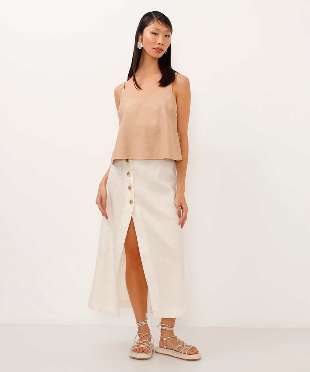 regata de viscose cropped bege