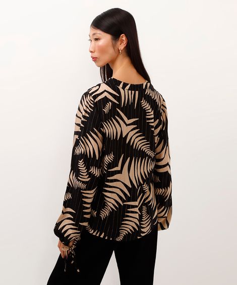 bata de viscose geométrico com lurex preto