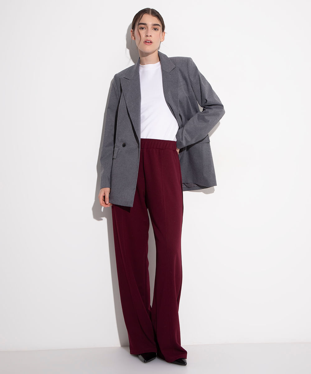 calça com viés cós elástico mindset vinho