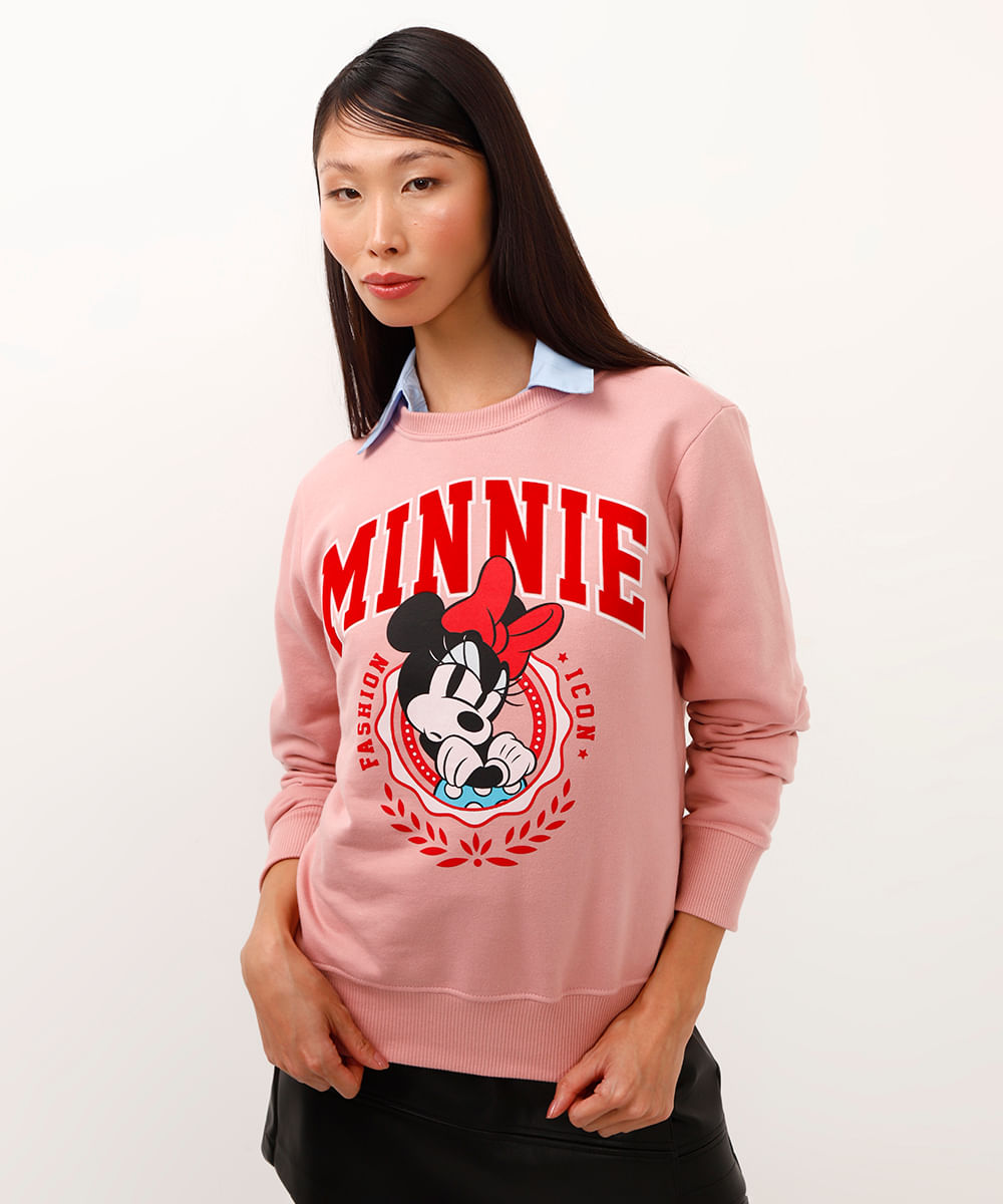 blusão de moletom minnie rosa