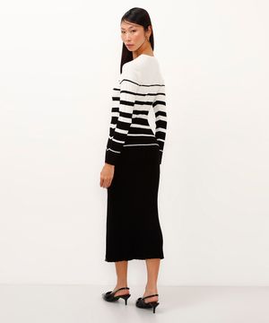 vestido de tricot midi manga longa preto