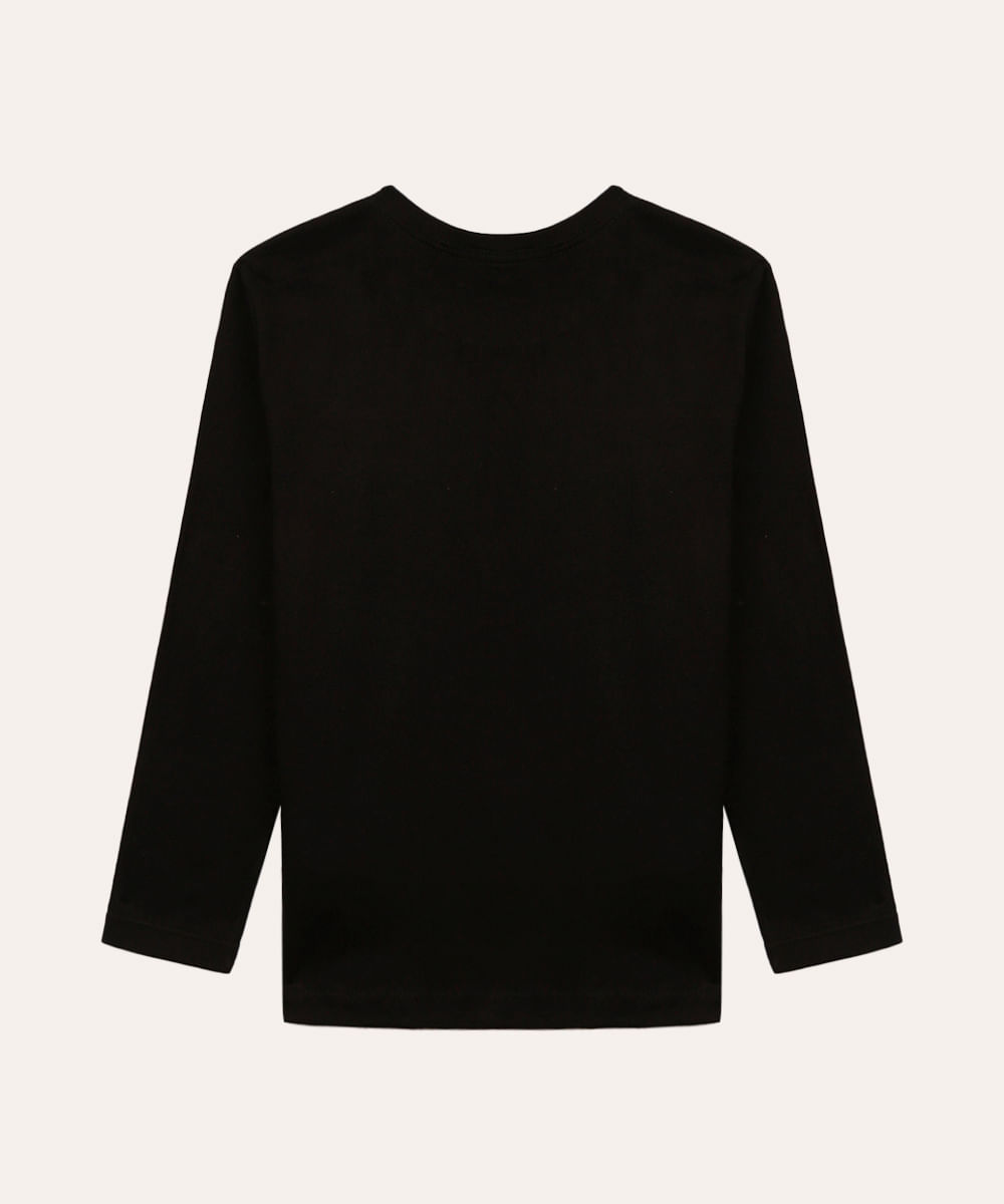 camiseta de algodão infantil one piece preto
