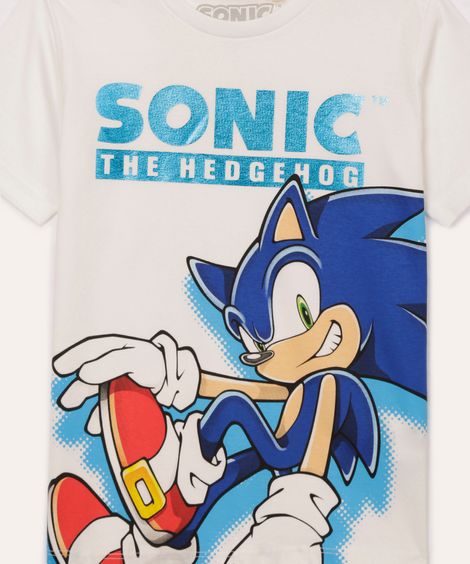 camiseta de algodão infantil sonic off white