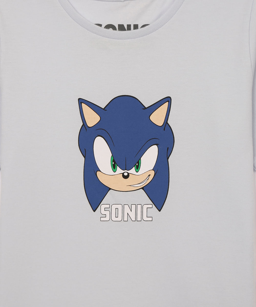 camiseta de algodão infantil sonic azul