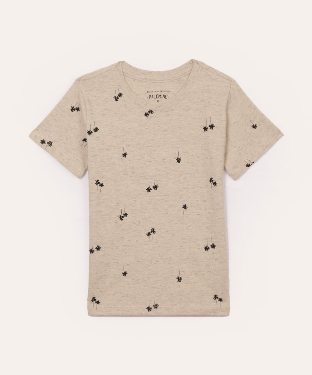 camiseta de algodão infantil coqueiros bege