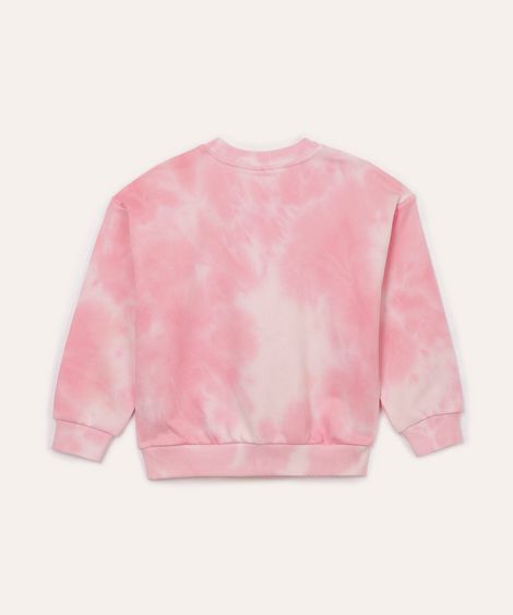 blusão de moletom infantil tie dye com brilho rosa