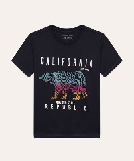 camiseta de algodão infantil califórnia azul marinho