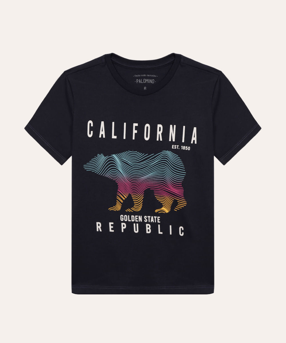 camiseta de algodão infantil califórnia azul marinho