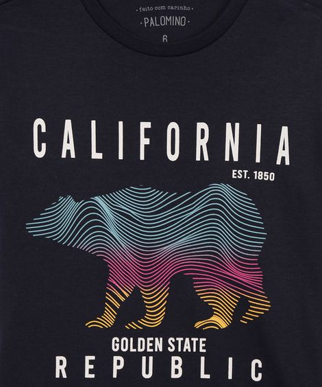 camiseta de algodão infantil califórnia azul marinho