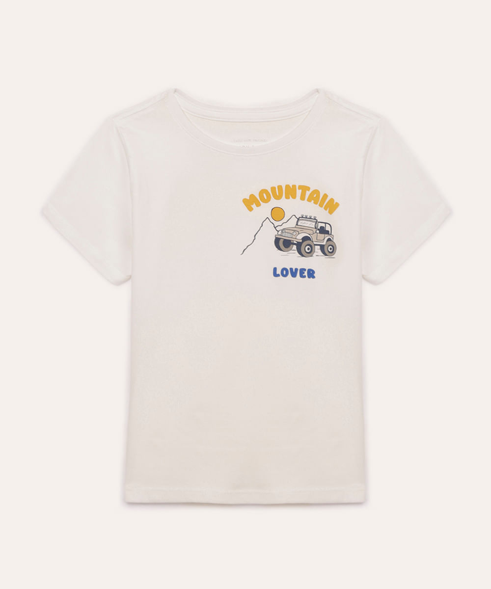 camiseta de algodão infantil mountain lover off white