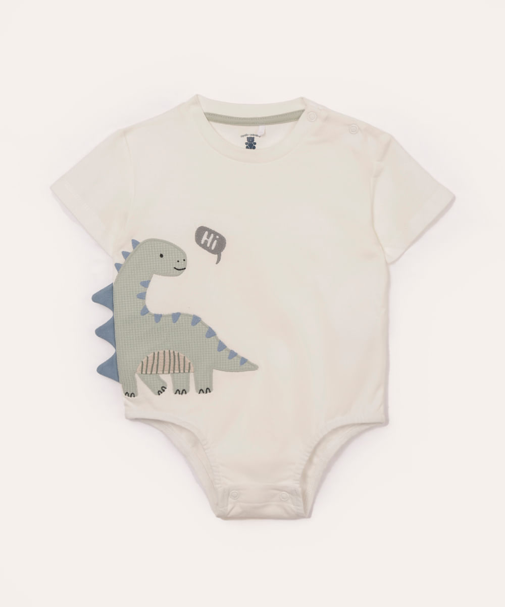 body de algodão infantil dinossauro off white