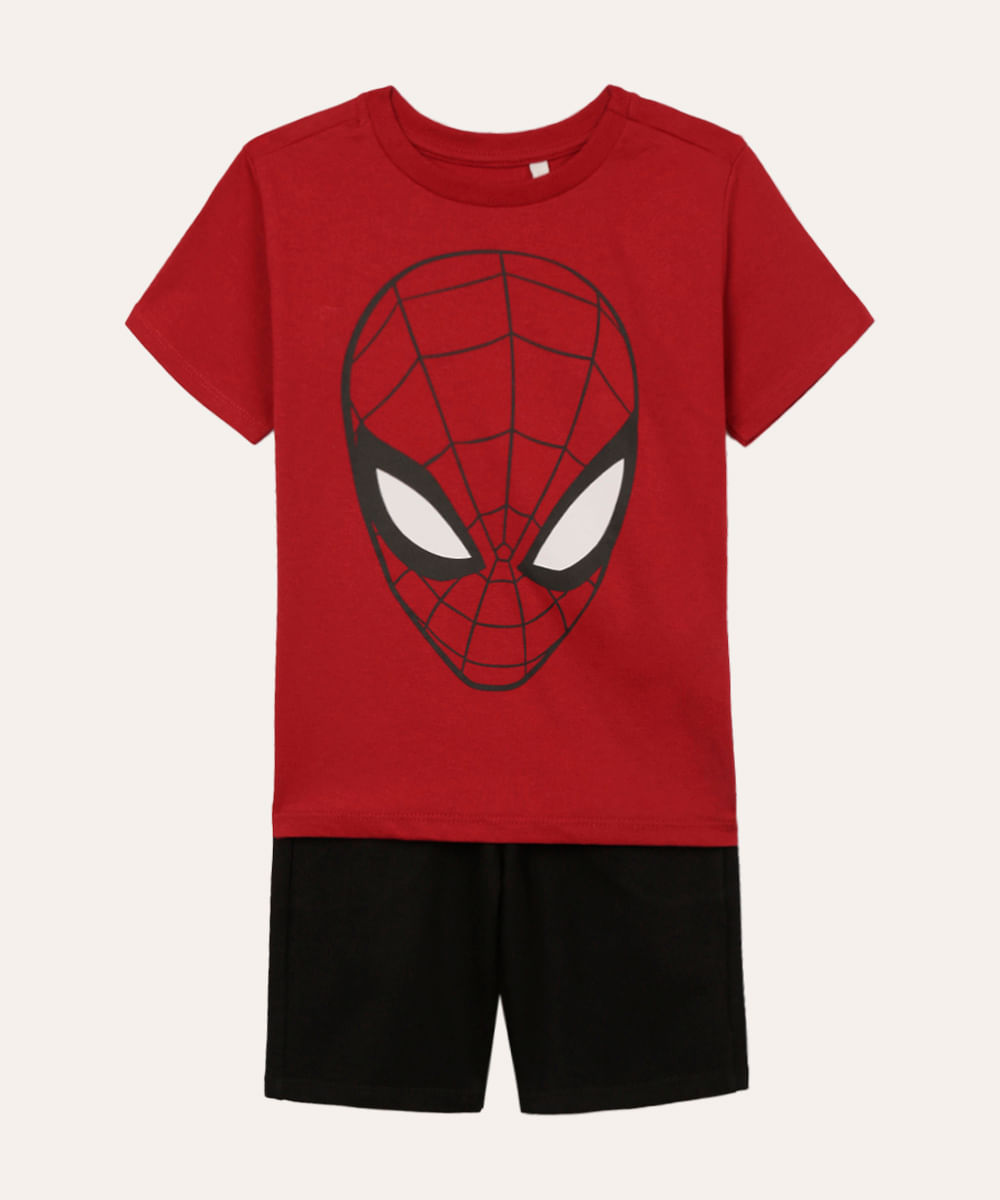 conjunto de algodão infantil homem aranha vermelho